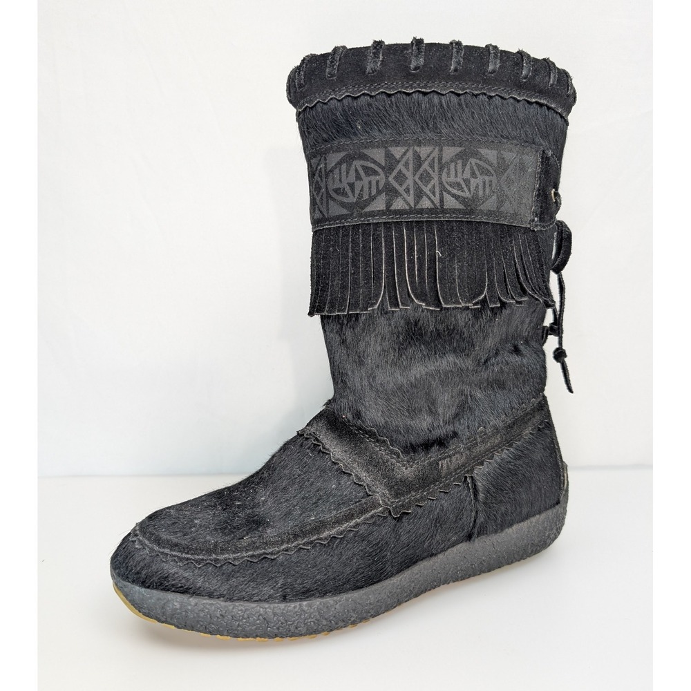 Vintage Tecnica Fringe Pony Hair Apres Ski Boots Size 9.5 Italy EU 40 Snow Ski